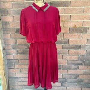 Marc New York Red Mini Dress with Embellished Collar Size 10